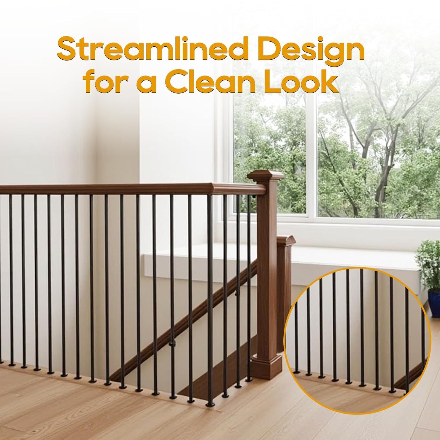 30P Wrought Iron Balusters Plain Bar for Staircase, 1/2" x 44" Square Hollow Spindles Deck Balusters, Black Metal Balusters for Stairs, Straight Stair Banister Spindles Railing